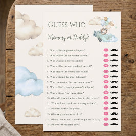 Lámina Juego de Baby Shower de Mamá o Papá Oso Aviador