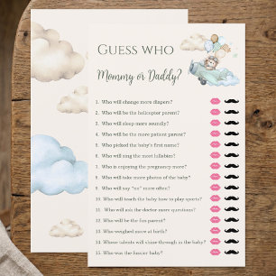Lámina Juego de Baby Shower de Mamá o Papá Oso Aviador