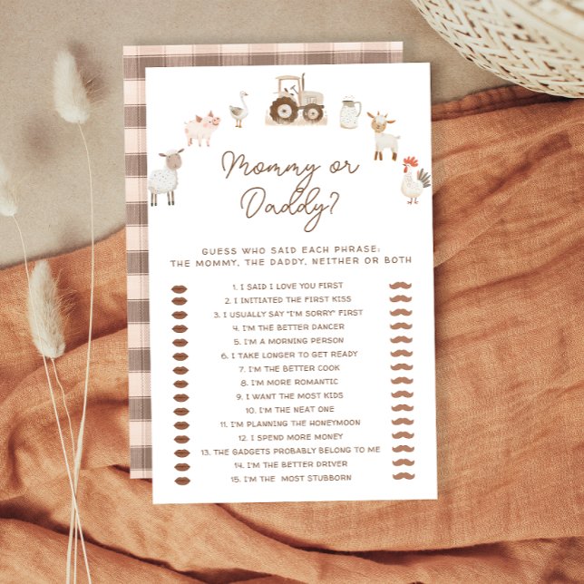 Lámina Juego de Baby Shower de mami o Daddy Farm Animals (Subido por el creador)