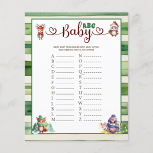 Lámina Juego de Baby Shower de Navidad de Bebé ABC Animal