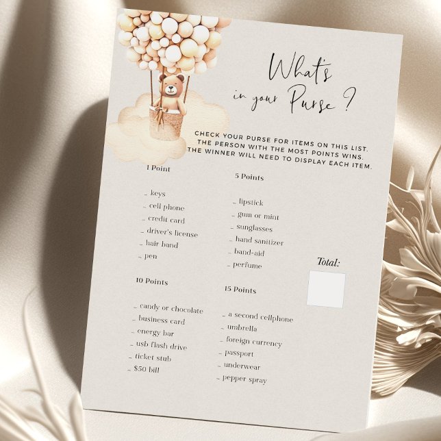 Lámina Juego de Baby Shower de osito qué hay en tu bolsil (Subido por el creador)