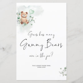 Lámina Juego de Baby Shower de Oso - Adivina cuántos