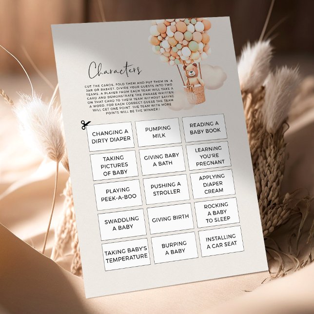 Lámina Juego de Baby Shower de oso - Caracteres (Subido por el creador)