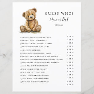Lámina Juego de Baby Shower de Oso de Peluche Neutro en c
