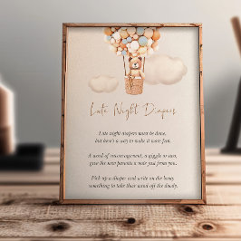 Lámina Juego de Baby Shower de oso - Diapers nocturnos