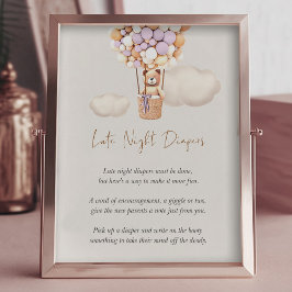 Lámina Juego de Baby Shower de oso - Diapers nocturnos