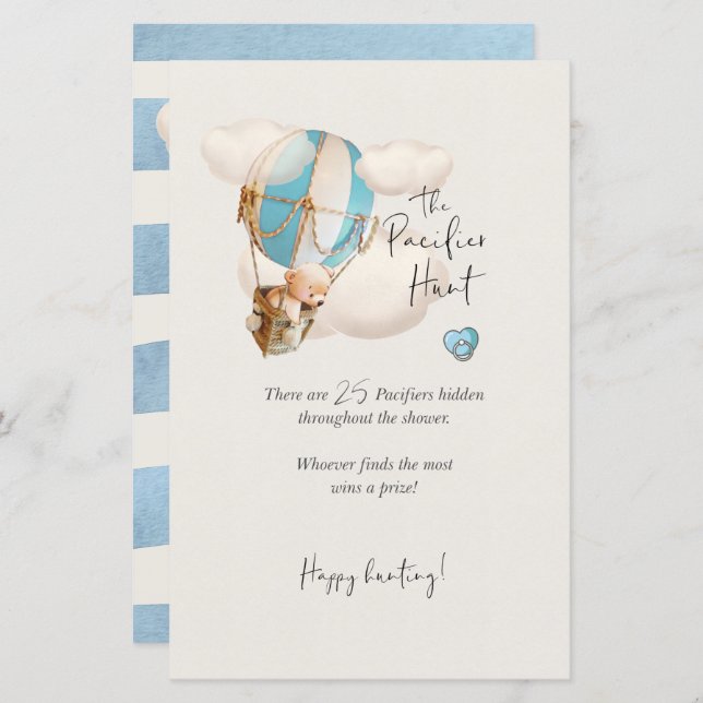 Lámina Juego de Baby Shower de oso - El Rótulo de caza de (Anverso / Reverso)