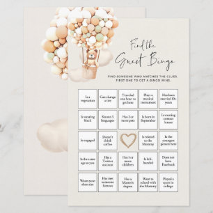 Lámina Juego de Baby Shower de Oso - Encuentra el Bingo I