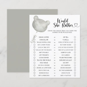 Lámina Juego de baby shower de Oso / ¿Qué Preferiría?