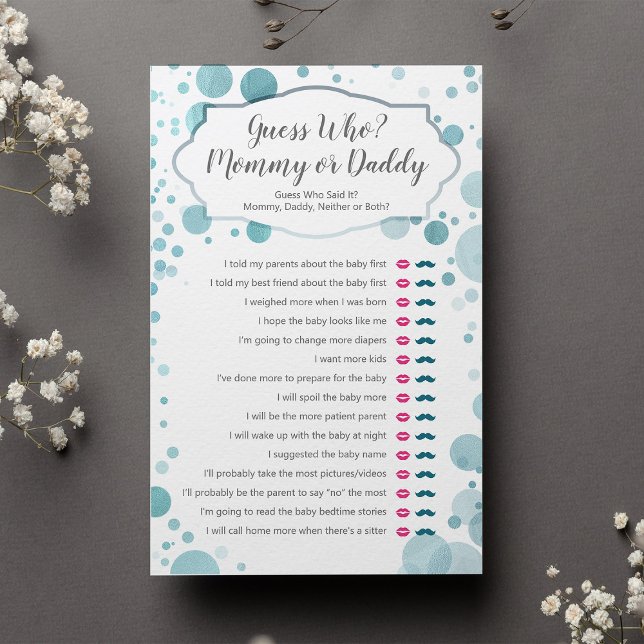 Lámina Juego de Baby Shower de preguntas y respuestas "Ad (Subido por el creador)