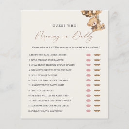 Lámina Juego de Baby Shower de Teddy Bear Mami o Daddy