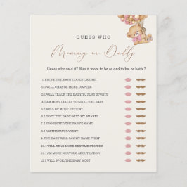 Lámina Juego de Baby Shower de Teddy Bear Mami o Daddy