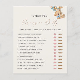 Lámina Juego de Baby Shower de Teddy Bear Mami o Daddy