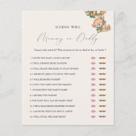 Lámina Juego de Baby Shower de Teddy Bear Mami o Daddy