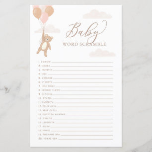 Lámina Juego de Baby Shower de Word Scamble que podemos e