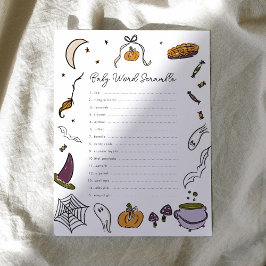 Lámina Juego de Baby Shower de Word Scramble de Halloween