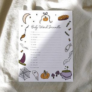 Lámina Juego de Baby Shower de Word Scramble de Halloween