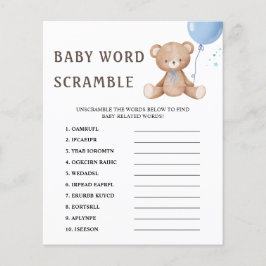 Lámina Juego de Baby Shower de Word Scramble Teddy Bear B