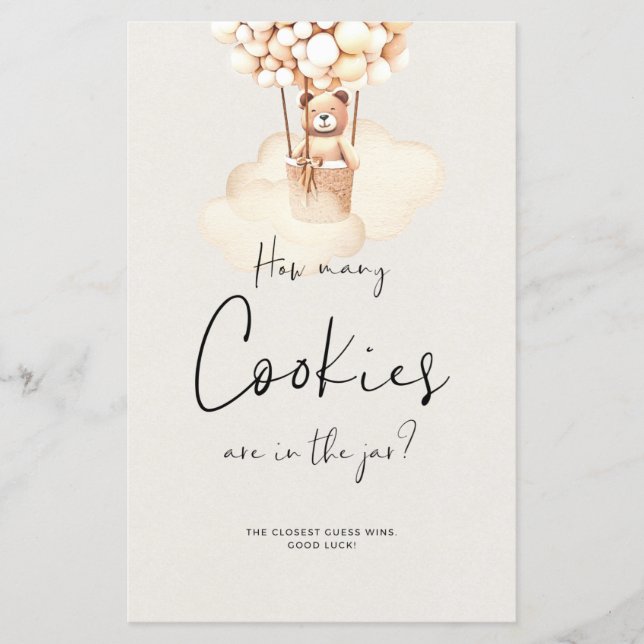 Lámina Juego de Baby Shower del Oso Cuántas Galletas (Anverso)