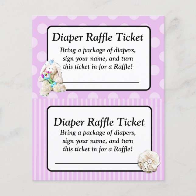 Lámina Juego de Baby Shower Diaper Raffle, Purple Bow Sha (Anverso)