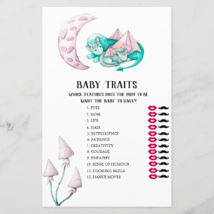 Lámina Juego de Baby Shower Dragons Baby Trats
