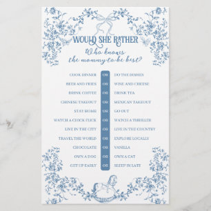 Lámina Juego de Baby Shower Dusty Blue Vintage Floral