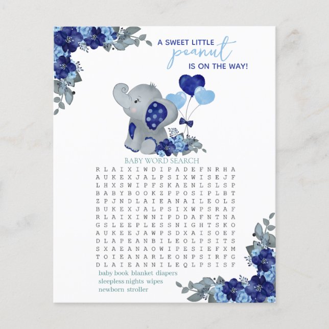 Lámina Juego de Baby Shower Elephant Boy (Anverso)