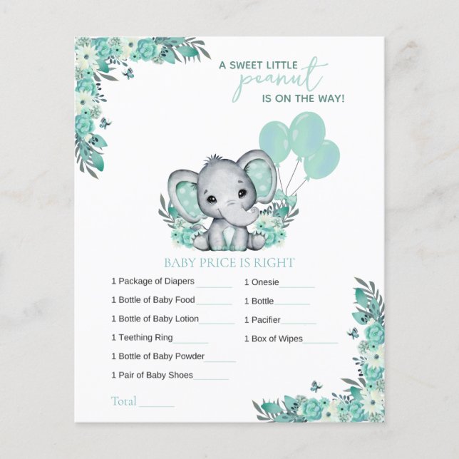 Lámina Juego de Baby Shower Elephant Neutral (Anverso)