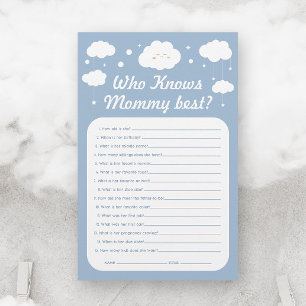 Lámina Juego de Baby Shower en la nube azul que conoce me