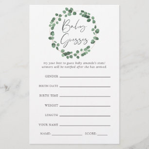 Lámina Juego de Baby Shower Eucalyptus Greenery
