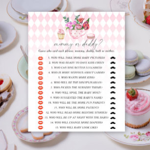 Lámina Juego de baby shower - fiesta del té para mamá o p