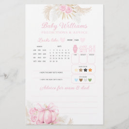 Lámina Juego de Baby Shower Floral Bow Chica de calabaza