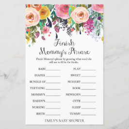 Lámina Juego de Baby Shower Floral Garden IMPRESIONADO