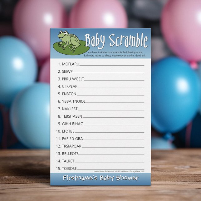 Lámina Juego de Baby Shower - Fragmento de palabras del b (Custom Baby Shower Games)
