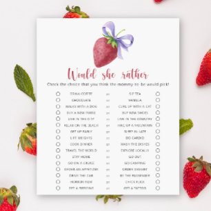 Lámina Juego de Baby Shower Fresa / ¿Qué Preferiría?