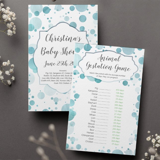 Lámina Juego de Baby Shower "Gestación de animales" con p (Subido por el creador)