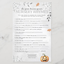 Lámina Juego de Baby Shower Halloween Ghost Nursery Rhyme
