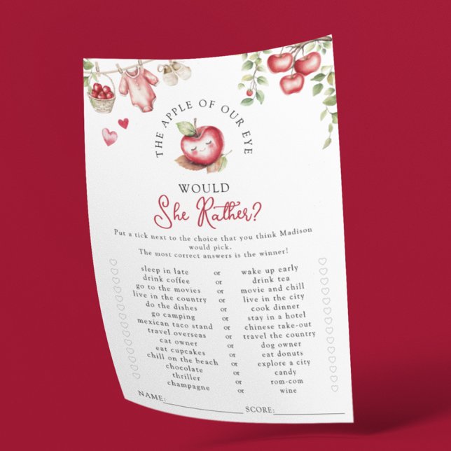 Lámina Juego De Baby Shower La Manzana De Nuestros Ojos ¿ (Subido por el creador)