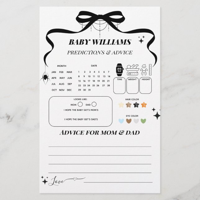 Lámina Juego de Baby Shower Little Boo Gothic Halloween (Anverso)