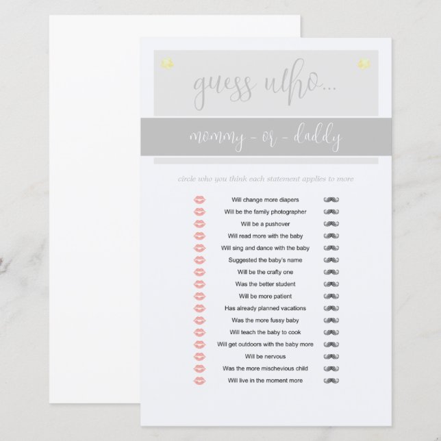 Lámina Juego de Baby Shower Little Peanut Elephant Boy (Anverso / Reverso)