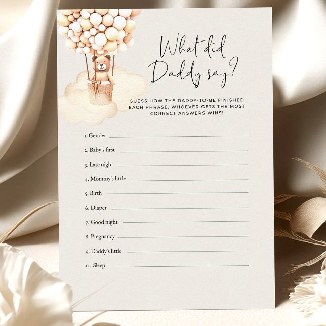 Lámina Juego de Baby Shower Lo que dijo papá (Subido por el creador)