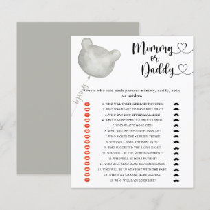 Lámina Juego de baby shower '¿Mamá o papá oso?'