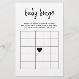 Lámina Juego de Baby Shower Minimalista de Bingo Bebé