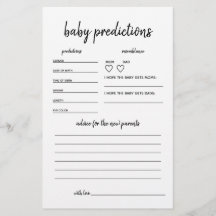 Juego de Baby Shower Minimalista de predicciones p