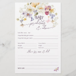 Lámina Juego de Baby Shower morado rústico de Flores silv