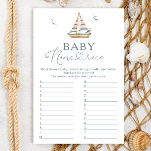 Lámina Juego de Baby Shower Nautical Sailboat Name Race