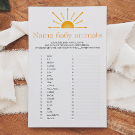 Lámina Juego de Baby Shower Nombrar animales