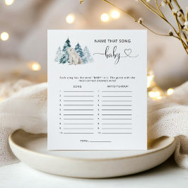 Lámina Juego de baby shower Oso polar Adivina la canción