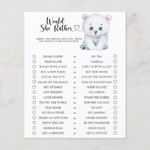 Lámina Juego de baby shower Oso / ¿Qué preferiría?