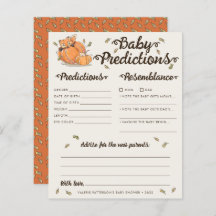 Juego de Baby Shower otoño para las predicciones d